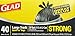 Glad Trash Bags, Large Quick-Tie Garbage Bags - Extra Strong 30 Gallon Black Trash Bag - 40 Count
