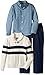 Nautica Boys Three Piece Set with Woven Shirt, Striped Shawl Sweater, and Denim Jean