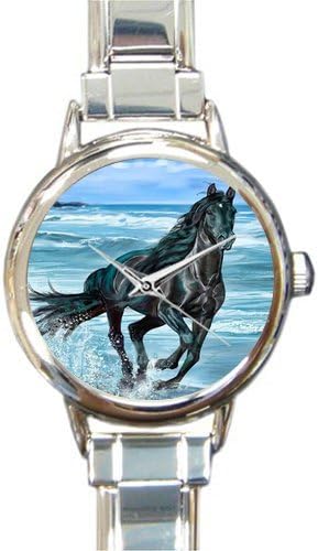Personalized Watch Cool Horse Running in the Water Round Italian Charm stainless steel Watch