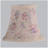 Shades - Chandelier Clip On Lamp Shade - Cream Floral Print with Fancy Trim - B5535