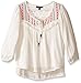 My Michelle Girls' Big Long Sleeve Peasant Top with Hi Low Hem and Front Embroidery