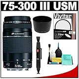 Canon EF 75-300mm f/4-5.6 III USM Zoom Lens + UV Filter + Accessory Kit for ....
