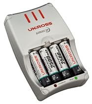 UniRoss Sprint 90 Min Battery Charger inc 4 x AA 2500 mAh Rechargeable Batteries