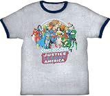  : Come Join the Justice League Gray With Navy Ringers T-Shirt Tee