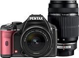PENTAX デジタル一眼レフカメラ K-x ダブルズームキット ブラック/ピンク 003の画像