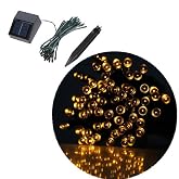35ft 60 LED Solar String Fairy Lights Outdoor Waterproof For Ceremony Xmas Party (Yellow)