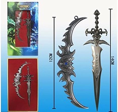 Heroes of the Storm World of Warcraft Illidan Demon Hunter Warglaive of Azzinoth + Frostmourne Sword Keychain One Set Warglaive Christmas Gift