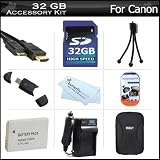 32GB Accessories Kit For Canon PowerShot S100 12.1 MP Digital Camera Includes 32GB High Speed SD Memory Card + Extended Replacement (1200 maH) NB-5L Battery + AC/DC Travel Charger + Mini HDMI Cable + USB 2.0 Card Reader + Case + Screen Protectors + More
