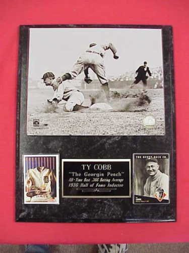 Tigers Ty Cobb 2 Card Collector Plaque