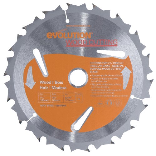 Evolution Power Tools 185BLADEWD 7-1/4-Inch Wood Cutting Blade with 20-mm Arbor