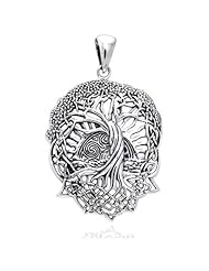 Rising Sun - Interconnected Celtic Knot Tree and Roots of Life Sterling Silver Pendant