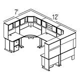 Bush Advantage Beech Configuration 42 - Layout for 12' by 7' Workspace