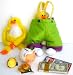Felt Fabric Overalls Pants Easter Bag Basket With Ceramic Holiday Piggy Bank, 2 Million Dollar Chocolate Bars (Milk & Dark Peppermint Crunch) & Bag Of Milk Chocolate Coins And Plush Easter Chick Stuffed Animal