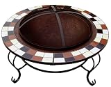 Elegant Decorative Fire Pit & Table with Spanish Mosaic Tile