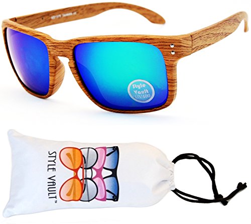 W107-vp Style Vault Sport Flash Mirror Sunglasses (B1738F Woody Brown-Emerald Mirror, mirrored)