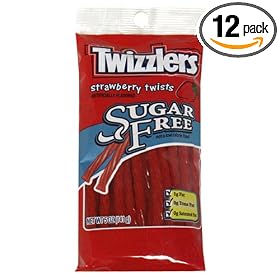 Twizzlers Sugar Free Candies, Strawberry, 5-Ounce Bags (Pack of 12) by Twizzlers