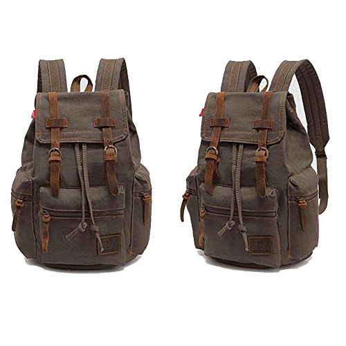 Vintage Retro Canvas Backpack School Bag School College Laptop Bag Rucksack Army Green