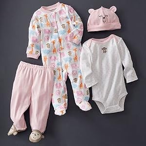 Carter's Fall Girls 4 Piece Pink Monkey Layette Set