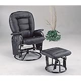 Deluxe Style Black Rocking Swivel Glider Chair w/Ottoman