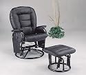 Black Leatherette Deluxe Swivel Glider Recliner with Ottoman