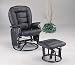 Black Leatherette Deluxe Swivel Glider Recliner With Ottoman