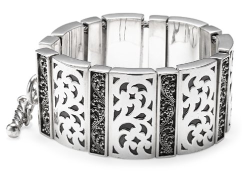 Sterling Silver Cutout and Granulated Slides Bracelet by Lois Hill