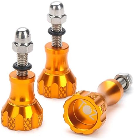 TOZ 3pcs Aluminum Alloy Knob Stainless Thumbscrew Thumb Screw Set Fixing Screw Kit for GoPro Hero Cameras Accessories - Bolt Nut Screw Knob for Sport Camera Gopro Hero Hd, Hero1, Hero2, Hero3, Hero3+ Hero4 and all GoPro Tripod Mount, Adapter Mounts, Car Windshield Suction Cup Mount, Selfie Monopod and Extension Arms - Gold