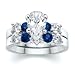 Jewelry : 2.75 CT PEAR DIAMOND W ROUND BLUE SAPPHIRE RING SET