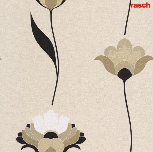 Rasch Tapete 620535 Relieftapete florales Muster beige-gr&uuml;n klassisch