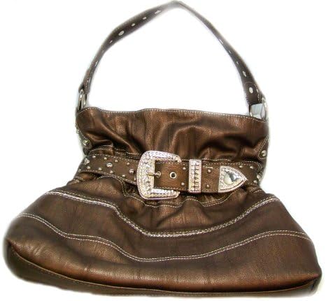 Just Give Me Jewels Faux Brown Leather Fashion Buckle Handbag