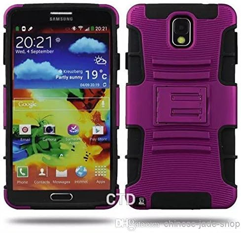 Military Grade Purple Note 4 Case By S And S Accessories(TM) **NEW** [Ultra Hybrid 2 in 1 Armor Series] Shockproof (Dustproof) Air Cushion Technology Case with Kickstand