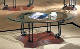 Oval Glass Top Scrolled Coffee Table