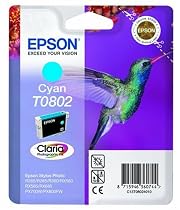 Epson Original T0802  Claria Cyan Ink Cartridge