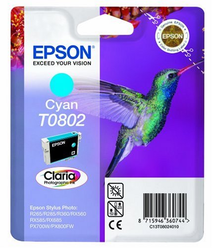 Epson Original T0802  Claria Cyan Ink Cartridge