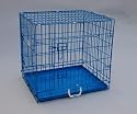 Brand New Blue 24" Double-Door Suitcase Style Folding Metal Dog Crate with Metal Pan - 24"(l) x 20"(w) x 23"(h)