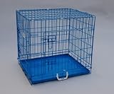 Brand New Blue 24 Double-Door Suitcase Style Folding Metal Dog Crate with Metal Pan - 24(l) x 20(w) x 23(h)