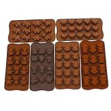 Anfimu Nonstick Silicone Candy Chocolate Making Mold Ice Cube Tray Set of 6