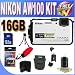 Nikon COOLPIX AW100 16 MP CMOS Waterproof Digital Camera with GPS and Full HD 1080p Video (White) + 16GB SDHC Memory + SDHC USB Card Reader + Memory Card Wallet + Floating Strap + Deluxe Case w/Strap + Cleaning Kit + Accessory Saver Bundle!