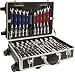 Ampro T45931 Mechanics Grade Aluminum Trolley Case Color Coded Non-Slip Socket and Wench Set, SAE and Metric, 116-Piece