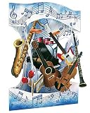 Santoro Interactive 3-D Swing Card, Musical Instrument Greeting Card