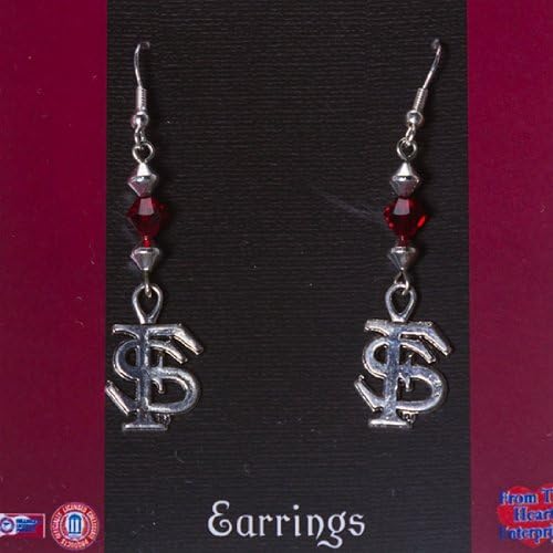Florida State Seminoles 2" Silver Tone Earrings with a Bicone Bead Drop