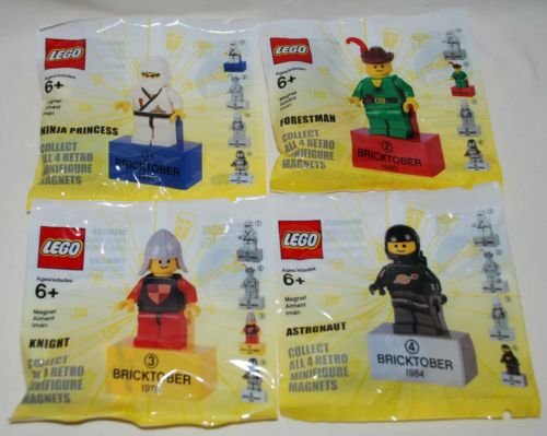 Lego 2011 Bricktober Exclusive Magnet SET Ninja Knight Astronaut Forestman