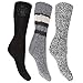 FLOSO® Ladies/Womens Thermal Thick Chunky Wool Blended Socks (Pack Of 3)