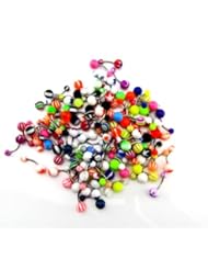 Able? Wholesale Lot of 100pcs Belly Navel Button Rings Bar Barbells Ball Acrylic Steel