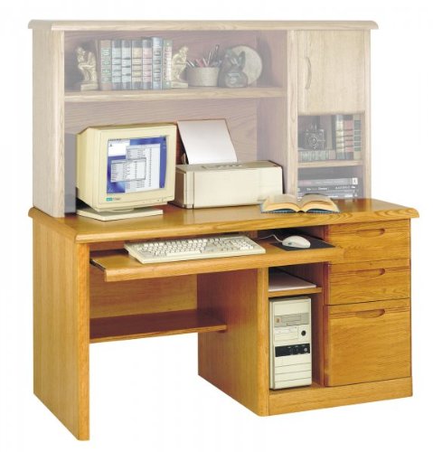 Kathy Ireland Home by Martin Furniture Waterfall Single Pedestal Wood Computer Desk in Medium Oak
