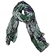 Fashion Begonia Flower Ink Style Soft Voile Scarves Wrap,Green