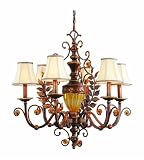 Crystorama Handpainted Wrought Iron Chandelier Accented with Amber detail - Golden Umber