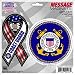 Coast Guard Combo Mini Ribbon/Circle Magnet, Dimensions: Ribbon: 2