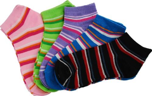 5 Pair - Juliet Low Cut Length Women's & Girl's Striped Socks