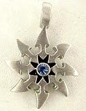 Solid Pewter Vision Blue Gemstone Sun Pendant